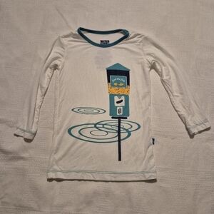 Kickee pants 4T white pajama top feed the fish design VGUC
